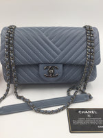 sold-CHANEL CC Lambskin Small CC Crossing Flap Blue/Silver Hardware