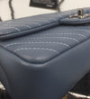 sold-CHANEL CC Lambskin Small CC Crossing Flap Blue/Silver Hardware