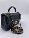 Sold-CHANEL Lambskin Mini Rectangular with Top Handle black/ Gold Hardware