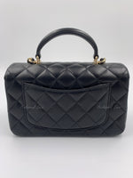 Sold-CHANEL Lambskin Mini Rectangular with Top Handle black/ Gold Hardware