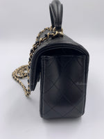 Sold-CHANEL Lambskin Mini Rectangular with Top Handle black/ Gold Hardware