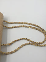 Sold-CHANEL Lambskin Double Chain Single Flap Bag Beige/gold hardware