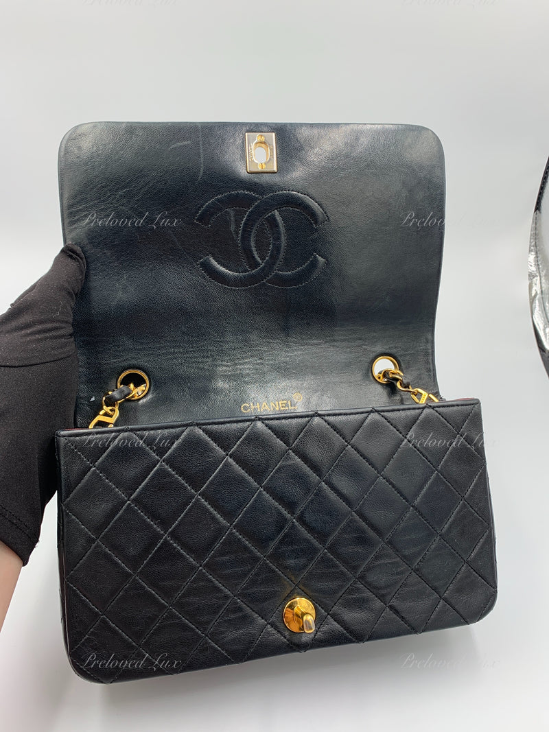 CHANEL Lambskin Small Classic Double Flap Bag Black 24k gold plated  hardware - Preowned Luxury Preloved Lux Canada