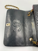 CHANEL Vintage Lambskin Medium Full Flap Bag black/gold hardware