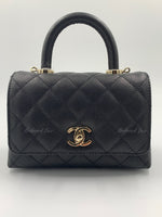 CHANEL Classic Black Caviar Mini Coco Handle Bag in Gold Hardware