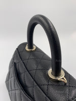 CHANEL Classic Black Caviar Mini Coco Handle Bag in Gold Hardware