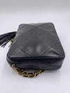 CHANEL Lambskin Black Vintage Camera Bag with Tassel