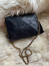 CHANEL Lambskin Black Vintage Camera Bag with Tassel