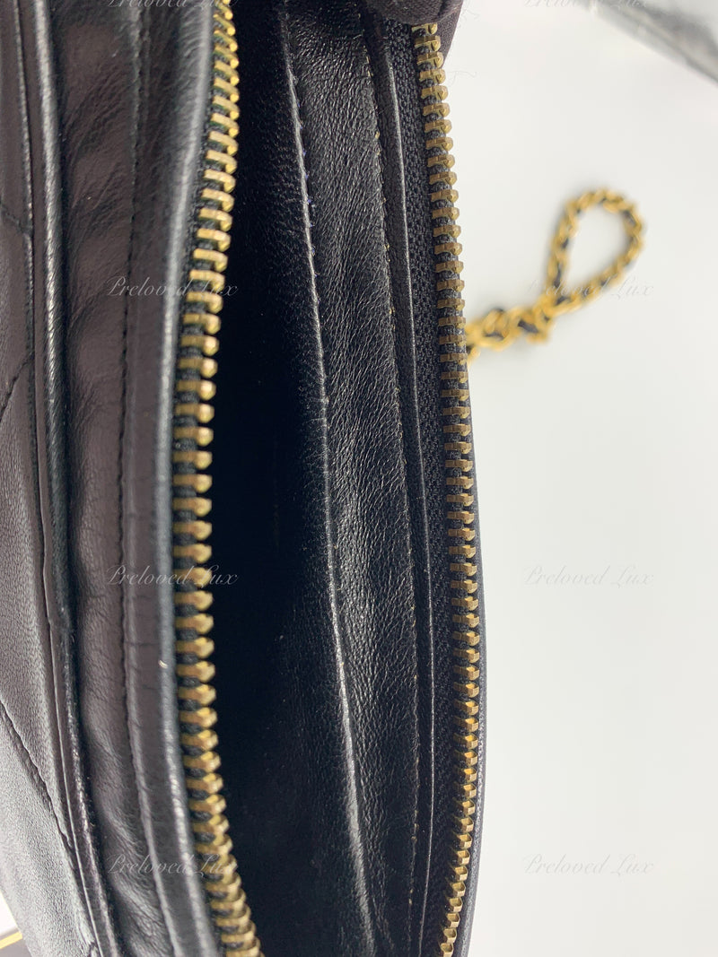 CHANEL Lambskin Black Vintage Camera Bag with Tassel