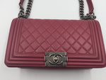 CHANEL Lambskin Old Medium Boy Dark Pink Ruthenium hardware