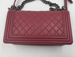 Sold-CHANEL Lambskin Old Medium Boy Dark Pink/Ruthenium hardware