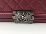 Sold-CHANEL Lambskin Old Medium Boy Dark Pink/Ruthenium hardware