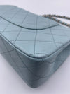 Sold-CHANEL Classic Lambskin Double Flap Medium Shoulder Bag - Light Blue Silver Hardware