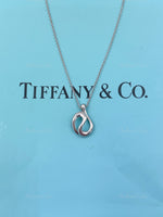 Sold-Tiffany & Co 925 Silver Elsa Peretti Open Wave Pendant with Necklace