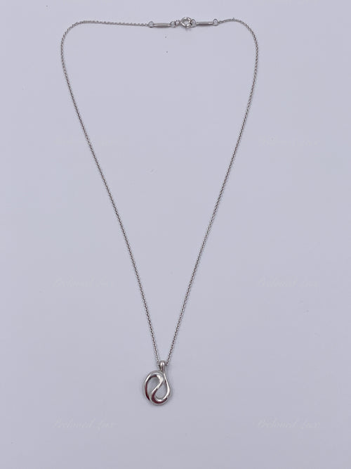 Sold-Tiffany & Co 925 Silver Elsa Peretti Open Wave Pendant with Necklace