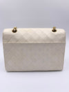 Sold-CHANEL Vintage Lambskin Double Chain Flap Bag Medium Size white/gold