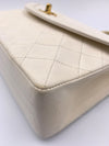 Sold-CHANEL Vintage Lambskin Double Chain Flap Bag Medium Size white/gold