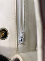 Sold-CHANEL Vintage Lambskin Double Chain Flap Bag Medium Size white/gold