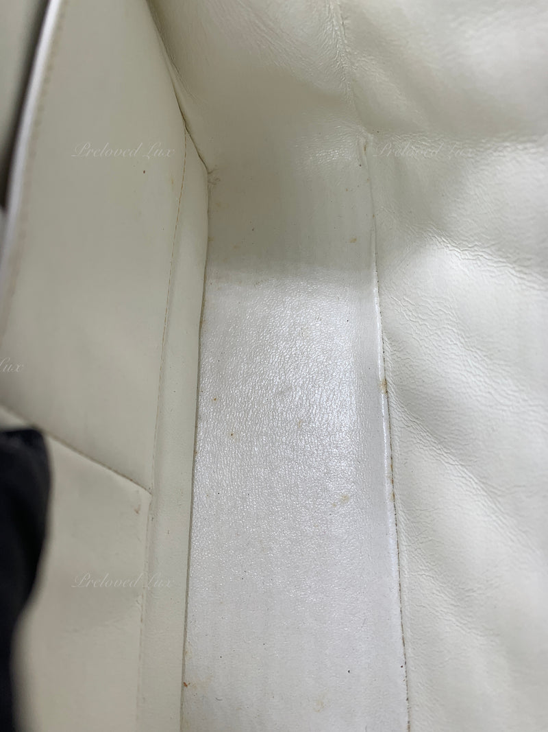 Sold-CHANEL Vintage Lambskin Double Chain Flap Bag Medium Size white/gold