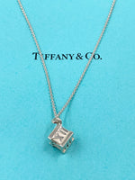 Tiffany & Co 925 Silver Atlas Collection Cube with Necklace