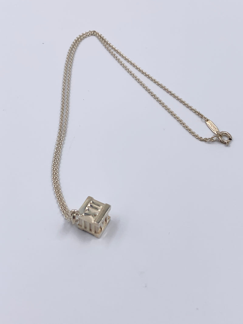 Tiffany & Co 925 Silver Atlas Collection Cube with Necklace