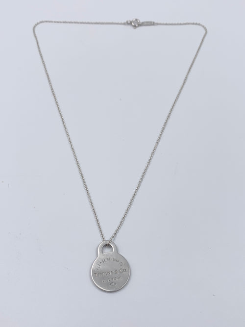 Tiffany & Co 925 Silver Return to Tiffany Round Pendant Necklace