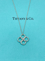 Tiffany & Co 925 Silver Elsa Peretti Quadrifoglio Clover Pendant Necklace