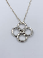 Tiffany & Co 925 Silver Elsa Peretti Quadrifoglio Clover Pendant Necklace
