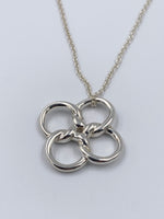 Tiffany & Co 925 Silver Elsa Peretti Quadrifoglio Clover Pendant Necklace