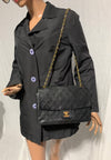 Sold-CHANEL Vintage Lambskin Medium/Large Single Flap Bag black/gold hardware