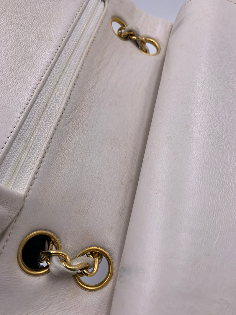 Sold-CHANEL CC Small Classic Double Flap - Ivory (off-white) - Gold Hardware