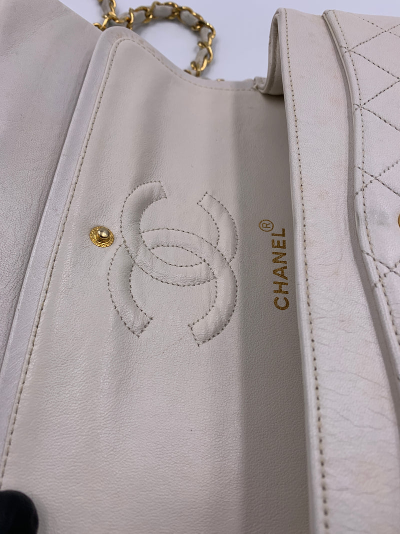 Chanel Classic Small Double Flap, White Caviar Leather, Light Gold Hardware,  New in Box - Julia Rose Boston