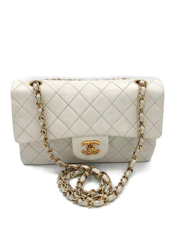 CHANEL CC Small Classic Double Flap  white - Gold Hardware