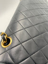 CHANEL Classic Lambskin Vintage Medium Large Double Chain Flap Bag Black / Gold Hardware