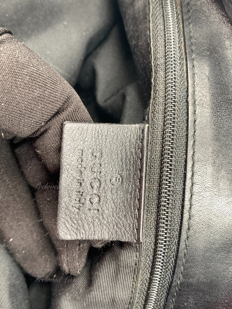 GUCCI GG Black Denim Monogram Logo Bucket Shoulder Bag