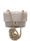 CHANEL Classic Lambskin Chain Mini Square Flap Bag Ivory/gold