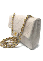 CHANEL Classic Lambskin Chain Mini Square Flap Bag white gold hardware