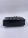 Sold-CHANEL Black Patent Leather Border Tab Diana Flap Crossbody Bag Gold hardware