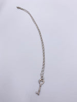 Sold-Tiffany & Co 925 Silver Heart Key Pendant with Necklace