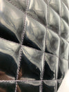 Sold-CHANEL Black Patent Leather Border Tab Diana Flap Crossbody Bag Gold hardware