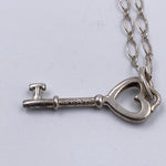 Sold-Tiffany & Co 925 Silver Heart Key Pendant with Necklace