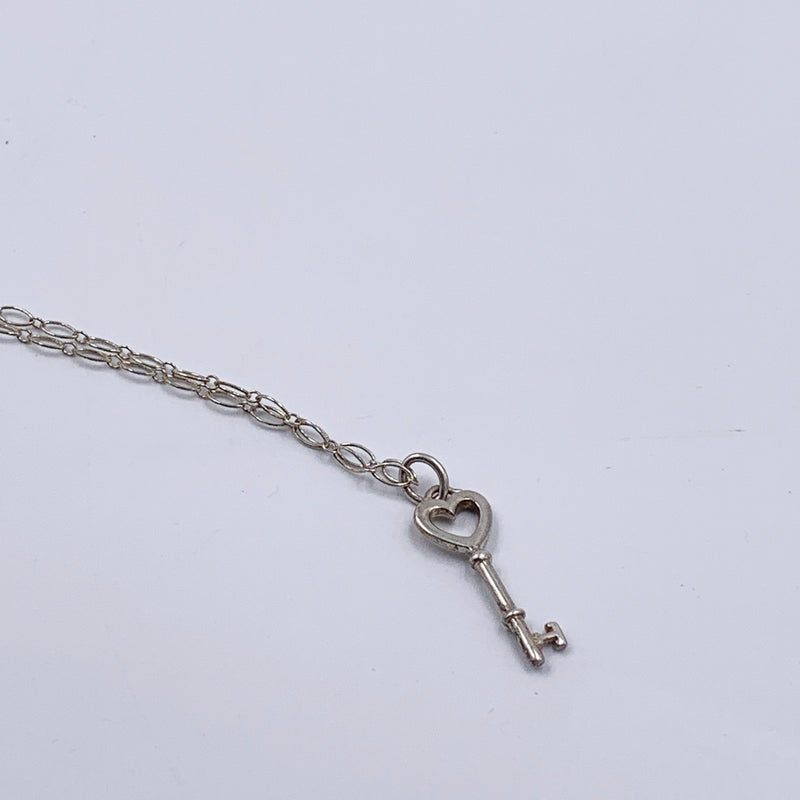 Sold-Tiffany & Co 925 Silver Heart Key Pendant with Necklace