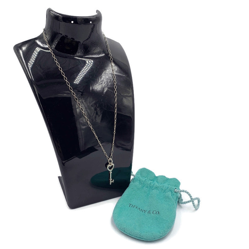 Sold-Tiffany & Co 925 Silver Heart Key Pendant with Necklace