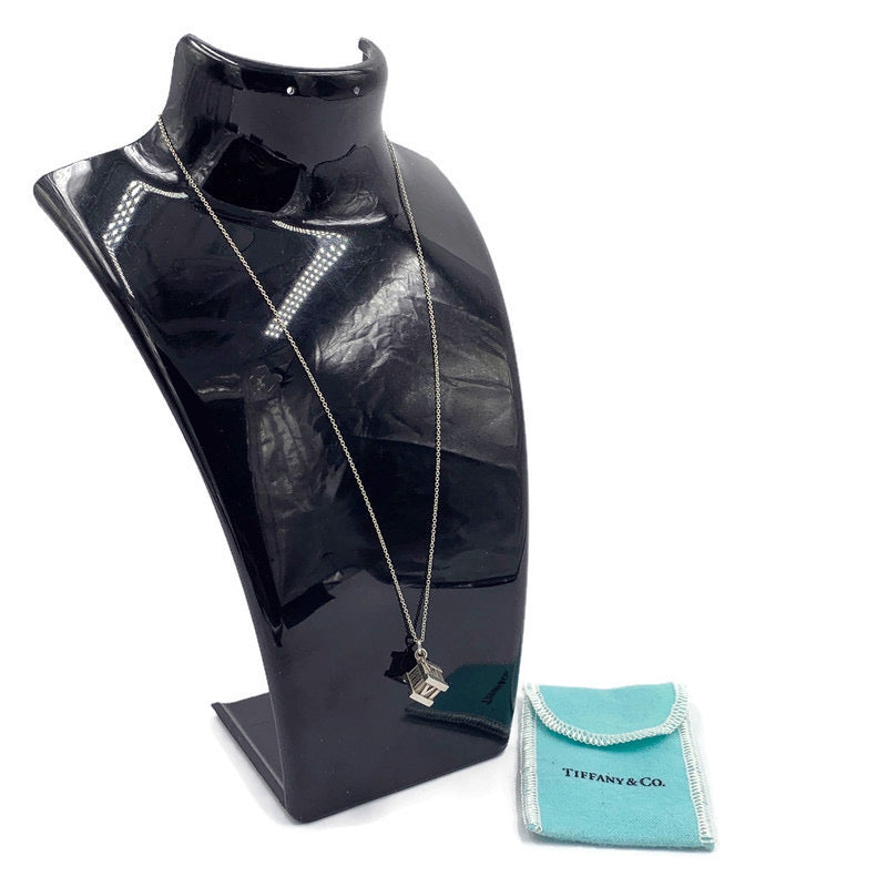 Sold-Tiffany & Co 925 Silver Atlas Collection Cube with Necklace