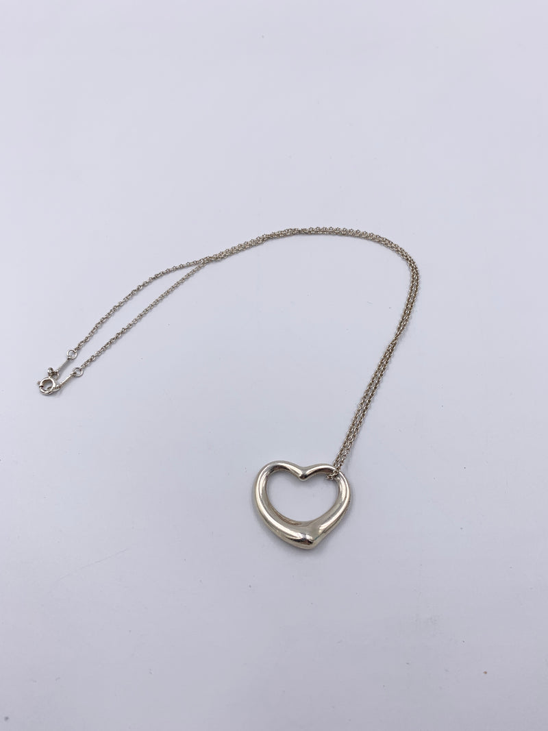 Sold-Tiffany & Co 925 Silver Open Heart Necklace