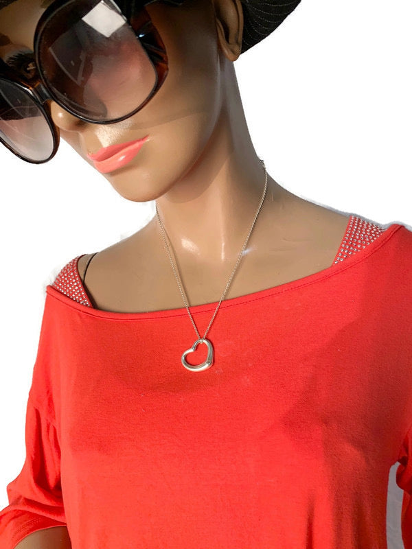 Sold-Tiffany & Co 925 Silver Open Heart Necklace