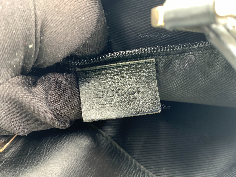 Sold-GUCCI GG Black Monogram Logo Bucket Shoulder Bag