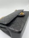 Sold-CHANEL Classic Lambskin Double Chain Double Medium Flap Bag black/gold
