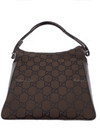 GUCCI GG Monogram Logo Dark Brown Nylon Shoulder Bag