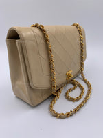 CHANEL Lambskin Medium Diana Single Chain Single Flap Bag Beige/gold